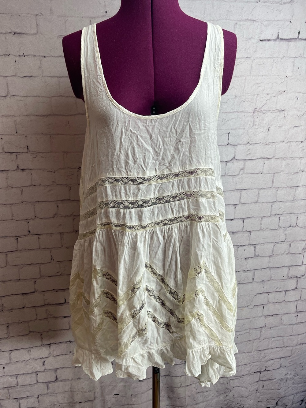 Intimately free people voile trapeze lace trim slip dress